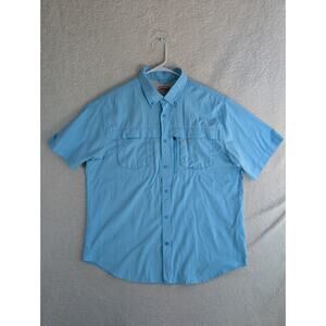 Coleman Fishing Shirt Mens XL Blue Short Sleeve Outdoor Cotton Camping Vented